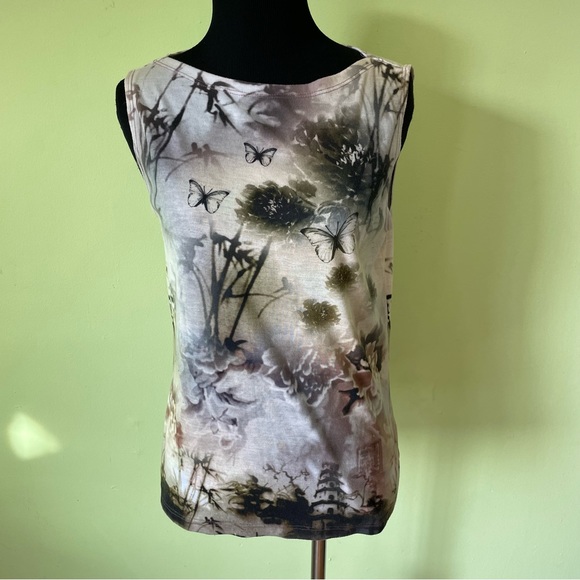 VINTAGE Y2K AMY BYER BUTTERFLY PAGODA GRAPHIC PRINT TANK TOP SIZE MEDIUM - Picture 1 of 7
